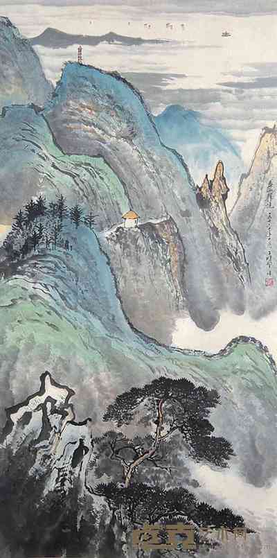 应野平 泰山胜境 立轴 96×47cm